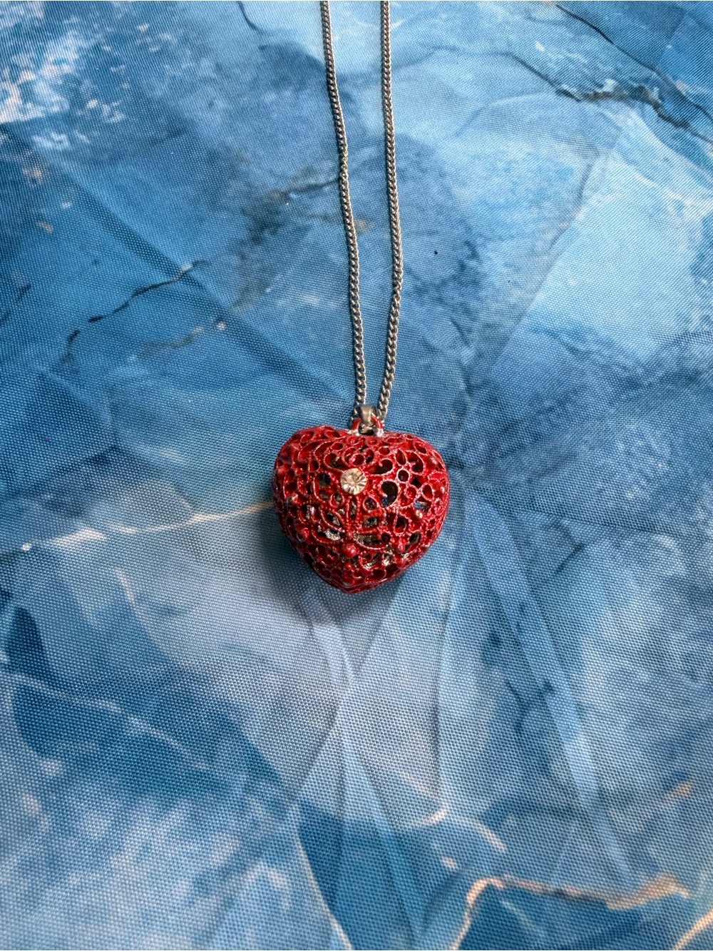 Love is all Around Heart necklace and earring set RARE